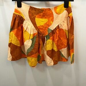 Fe Noel x Target Collab Linen Orange Yellow Green Mini Skirt 2